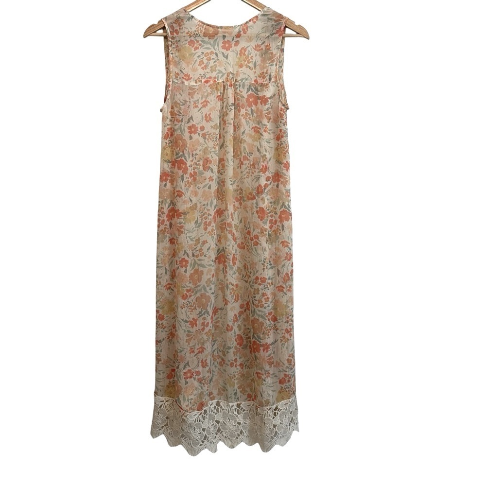 Jack Women's Small Sleeveless Ivory Floral Cottagecore Crochet Lace Overlay Top - Picture 2 of 4